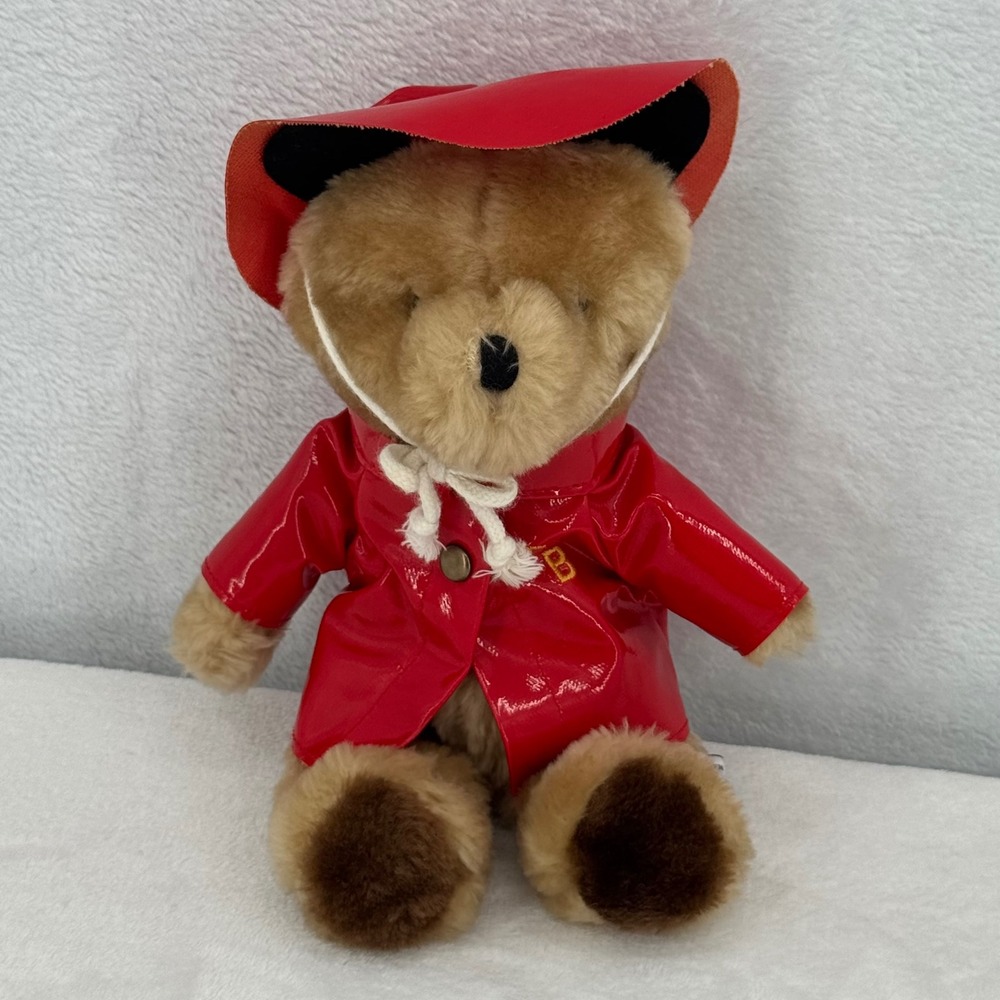 Vintage Eden Toys Paddington Bear Plush W/ Red Raincoat & Hat Collectible 1975